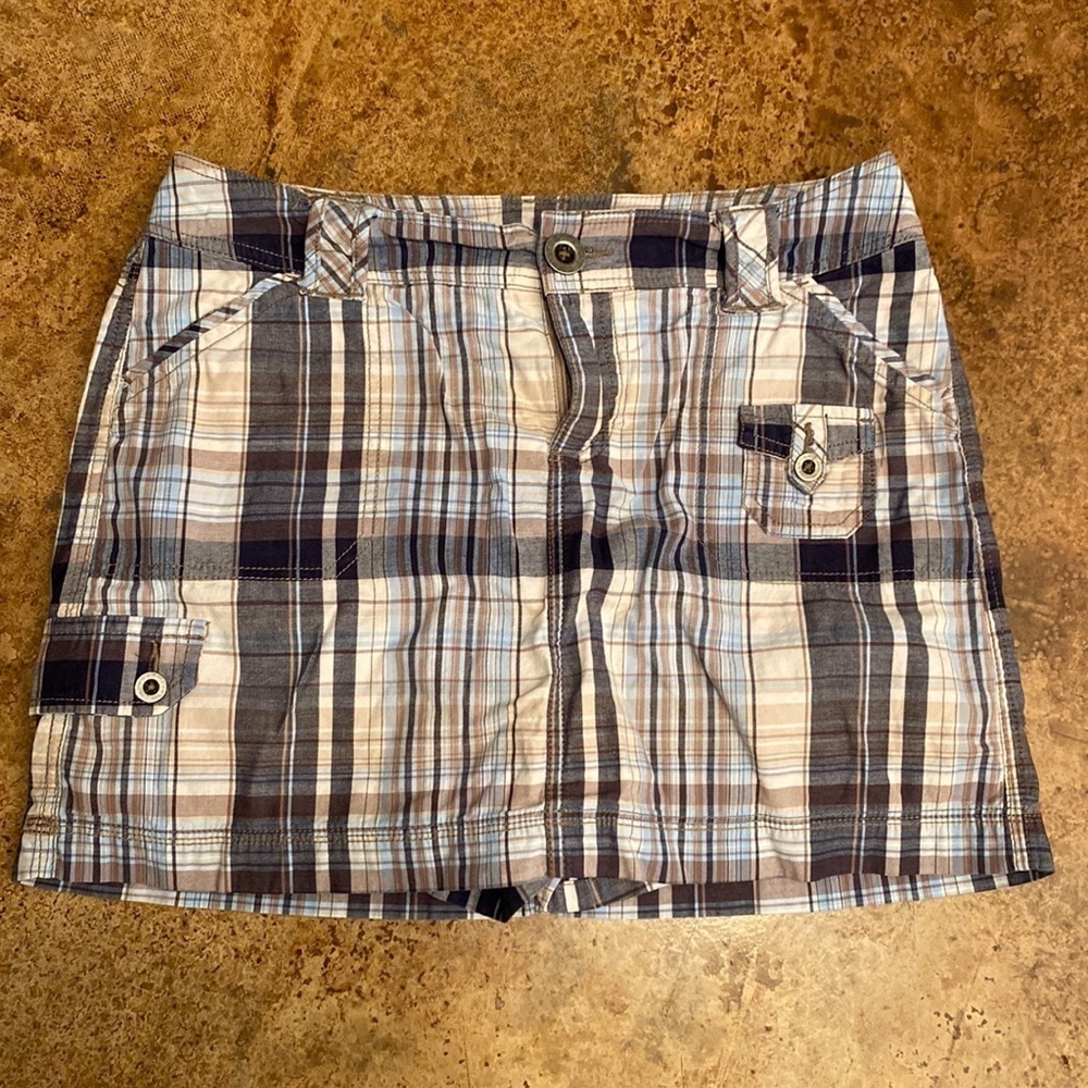 ST. John’s Bay blue plaid‎ mini skort shorts